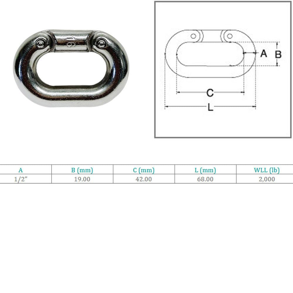 4 Pc Marine Stainless Steel 1/2