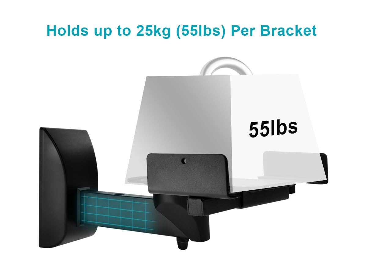 UNIVERSAL BOOKSHELF SPEAKER WALL MOUNT BRACKETS, SWIVEL, TILT