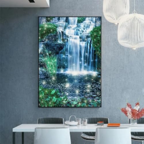 Peinture sur toile cascade pour habiller un grand mur vide de salon