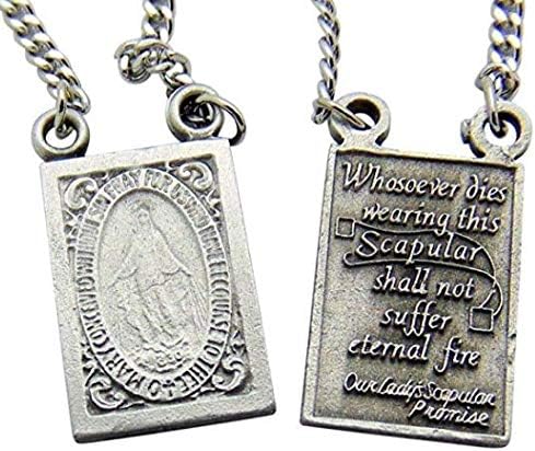 Westman Works Pewter Catholic Scapular Medal Our Lady of Mount Carmel & Sacred Heart on a Stainless Steel Chain - Image 5