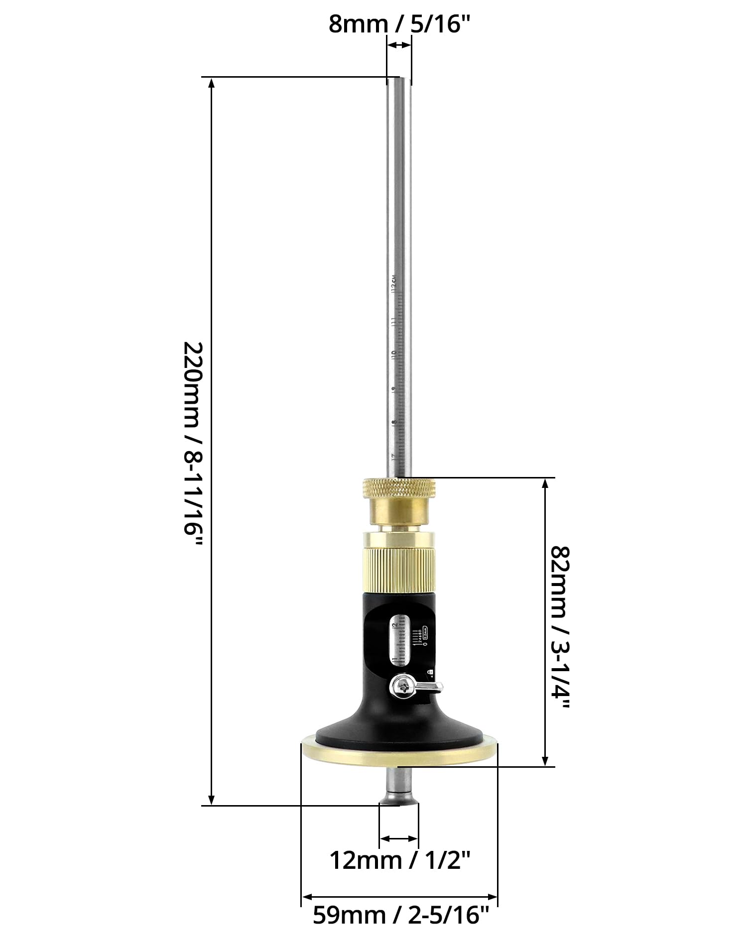QWORK® Medidor de Marcado de Rueda, Cuchillo Marcador de Trazado con Ajuste Fino - Lectura Métrica de 12 cm