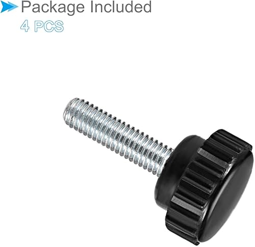 Miniatura 5 de CoCud Perillas de sujeción moleteadas, rosca macho M6 x 0.787 in cabeza de 0.827 in, pomos de plástico termoestable para tornillo de pulgar negro