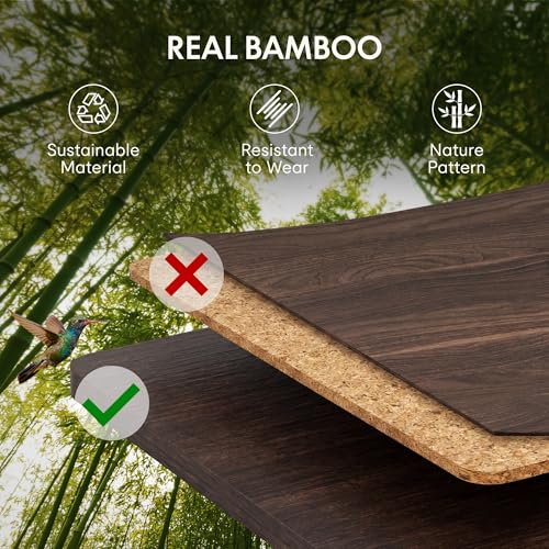 Image of FLEXISPOT E6 MAX Bamboo 78x30 Inch Dual Motor 3-Stage Heavy Duty Standing Desk, 330lbs Weight Capacity, Height Adjustable Desk w /Cable Management & Wheels (Solid Walnut Bamboo Desktop + Black Frame)