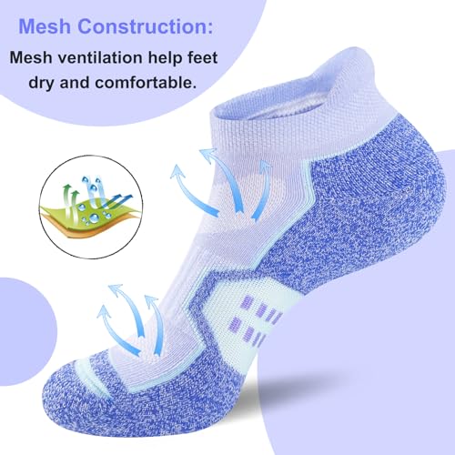 Womens Ankle Comfort Cushioned Anti-blister Wicking Athletic Running Socks 5 Pairs3