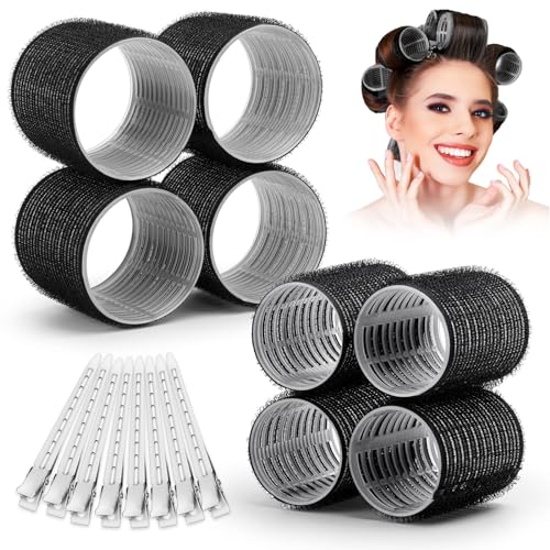 Lockenwickler, selbstgreifend, 16-teiliges Set mit 8 Lockenwicklern, 2 Größen (4 Jumbo- und 4 groß) und 8 Haarspangen für langes, mittleres, kurzes, dickes, feines und dünnes Haar (schwarz) Lockenwickler, selbstgreifend, 16-teiliges Set mit 8 Lockenwicklern, 2 Größen (4 Jumbo- und 4 groß) und 8 Haarspangen für langes, mittleres, kurzes, dickes, feines und dünnes Haar (schwarz)