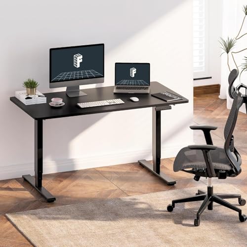 Image of Electric Height Adjustable Standing Desk (4x2 Feet, Black) with 3 Years Warranty - Motorised Sit Stand Study Office Table, Digital Display, 4 Memory Presets, Anti-Collision System, 120x60 cm