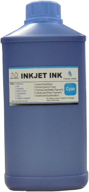 ND R@ Ink 1000ml Water-Base Reactive Dye Digital Textile Ink for All Cotton, Rayon Textile Fabric Printing on Themal Printer Head (Cyan)