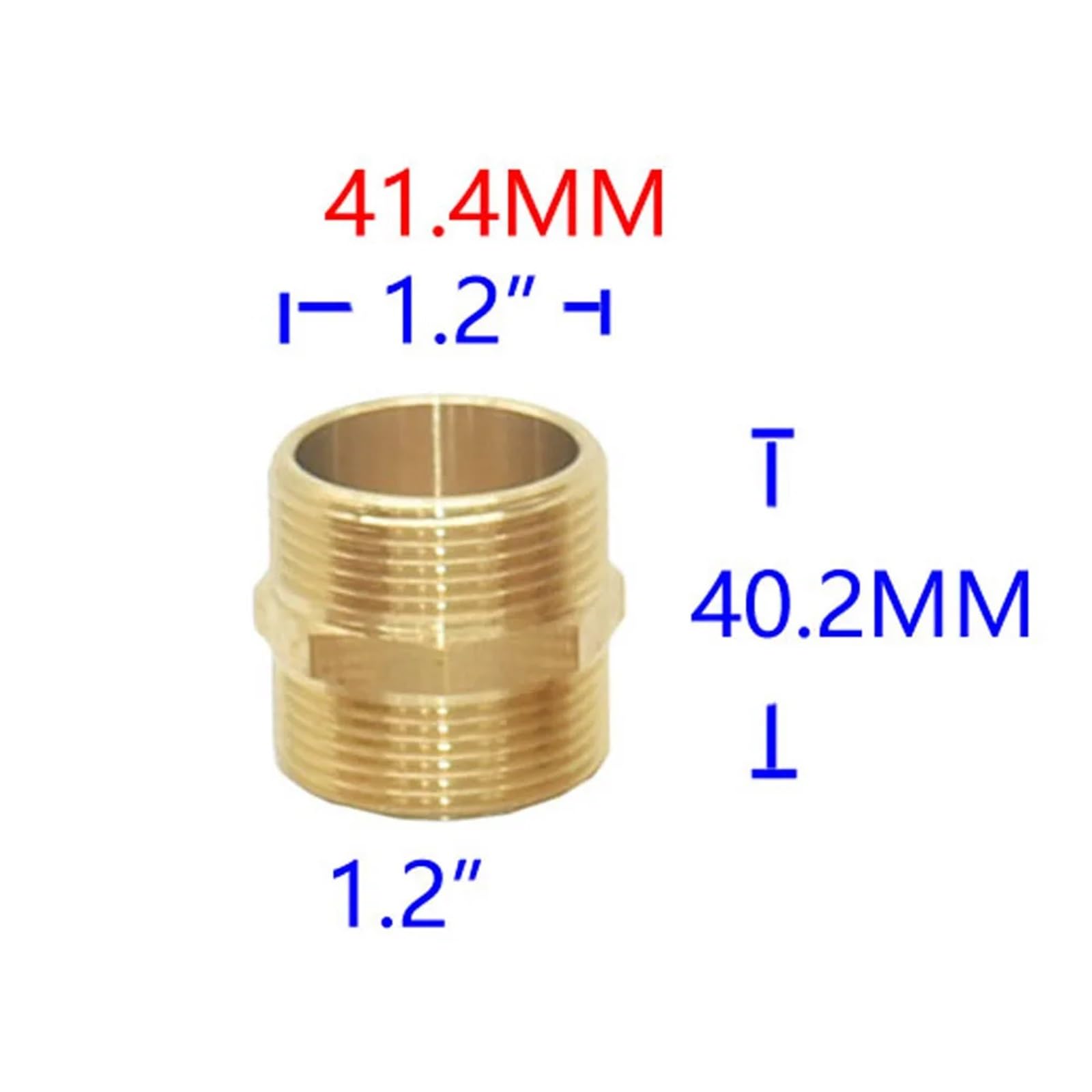 Brass Male To 1/2" 3/4" Female Threaded Connector 1/1.2/1.5/2 Inch Reducing Pipe Extension Connector Copper(1.2 Inch)