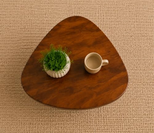 Image of Wooden Coffee Table for Living Room | Solid Sheesham Wood Triangle Shape Center Table for Living Room | Accent Table | Tea Table | Honey Finish