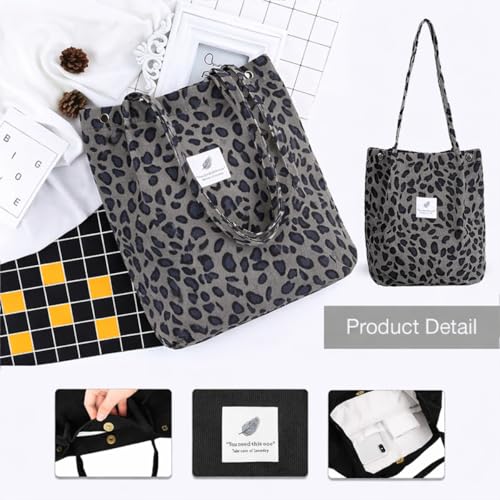 Image of Lyrovo Women Corduroy Shoulder Tote Bag for Work Beach Travel and Shopping Grocery