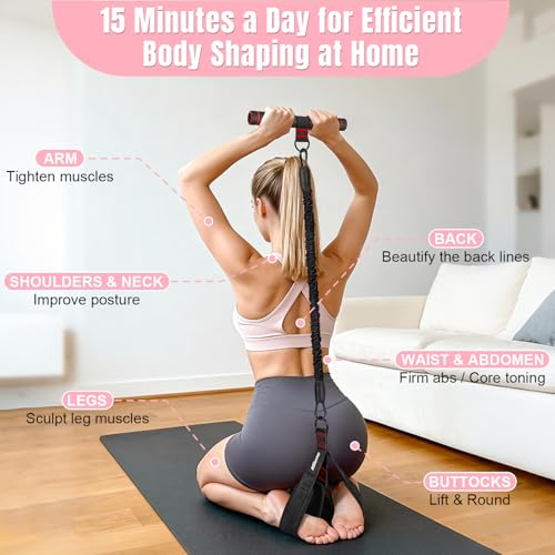 Image of Upgraded Multifunction Pedal Resistance Band with Handle, 3 Tube Adjustable Resistance Bands for Abdomen, Waist, Arm, Core /ABS, Leg Workout - Sit Up Exercise Equipment for Women