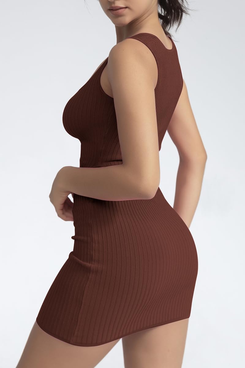 CHYRII Womens Sexy Summer Two Piece Outfits Square Neck Going Out Crop Top Bodycon Skirt Sets Mini Dress - Image 5