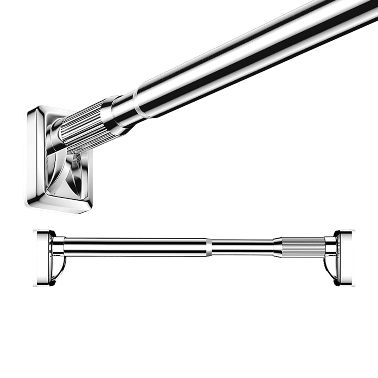 GLDYTVF Adjustable No Drill Curtain Rod 40-500cm Tool-Free Tension Pole for Renter-Friendly Setup Telescopic Chrome Rod for Kitchen & Dorm (210-300cm/6.8-9.8FT)