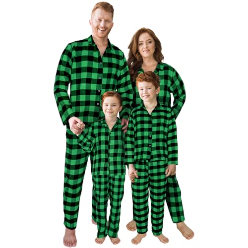 Hillban Couples Matching Christmas Pajamas Sets Family Buffalo Black Plaid Pajamas Long Sleeve Button for Adult Youth