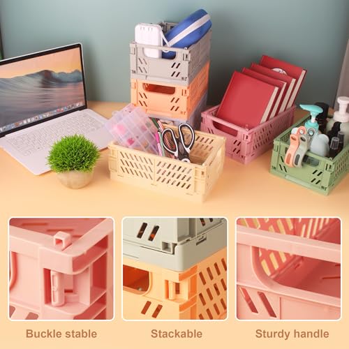 6 Stück Klappboxen, Faltbare Aufbewahrungskörbe 25×16×10cm, Stapelbare Klappkisten, Aufbewahrungskorb für Küche, Bad, Büro, Kinderzimmer, Schublade,Schreibwaren, Medikamente, Kosmetik, Schmuck
