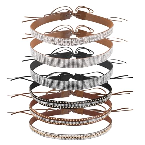 Mikovivi 6pcs Bling Rhinestone Hat Band, Cowboy Hat Band Multicolored Retro Cowgirl Hat Belt Western Style Hatband for Women Men Hats