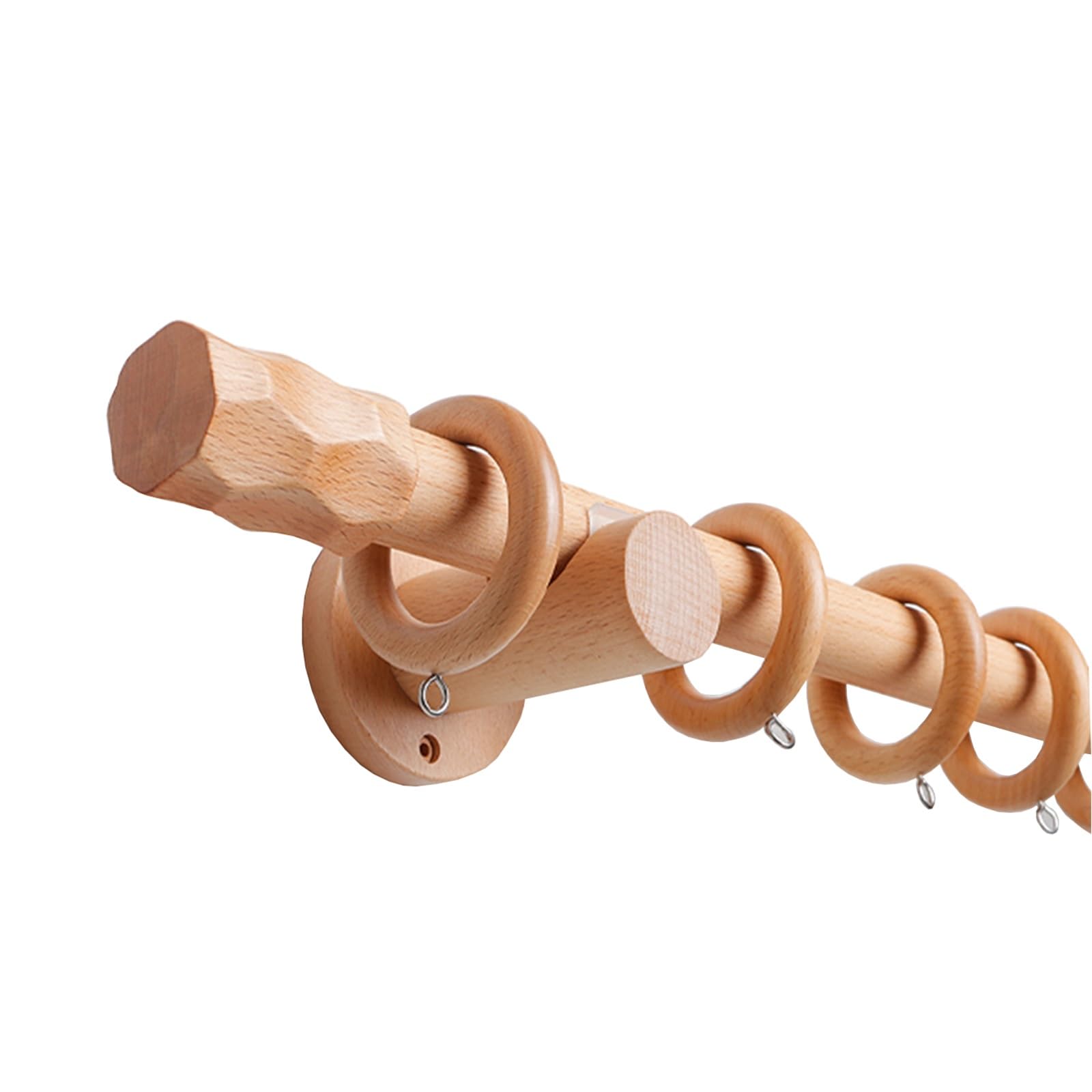 Tige Romaine en Bois Massif De 29mm D'épaisseur, Simple Et Double Piste avec Support Monté sur Le Dessus, Tringle À Rideau Perforée 160cm, 1 Pièce(260cm,Single Pole)
