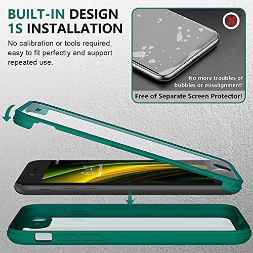 Image of Miracase for iPhone SE Phone Case 3rd /2nd Generation 2022 2020 Full-Body with Built-in Glass Screen Protector, Heavy Duty 360 Protective Shockproof Bumper Cover for iPhone 8 /SE, Green
