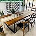 HM&DX Industrial Solid Wood Dining Table,Rectangle Kitchen Table Farmhouse Live Edge Dining Table,Wooden Table Top & Metal Base,Long Dining Room Table for 2,4,6,8(63