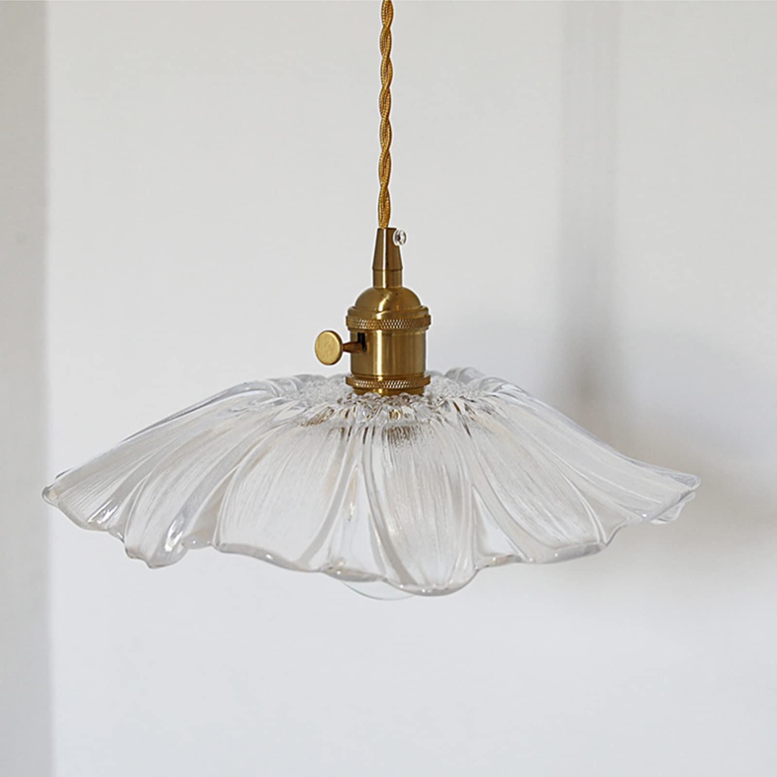 Suspension LED rétro, luminaire créatif en Forme de Feuille de Lotus, RT en Verre et Laiton, pour Salon, Chambre, Salle à Manger, Chambre d'enfant, lumière Chaude, Lampe à Double tête KY Star