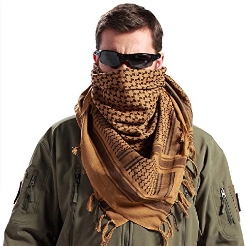 Free Soldier Scarf Military Shemagh Tactical Desert Keffiyeh Head Neck Scarf Arab Wrap With Tassel 43X43 Inches (Tan) #TOP5