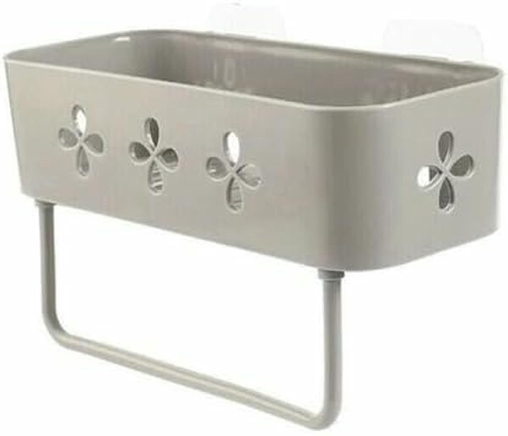 Organisateur de salle de bains d'angle gris pour optimiser vos recoins