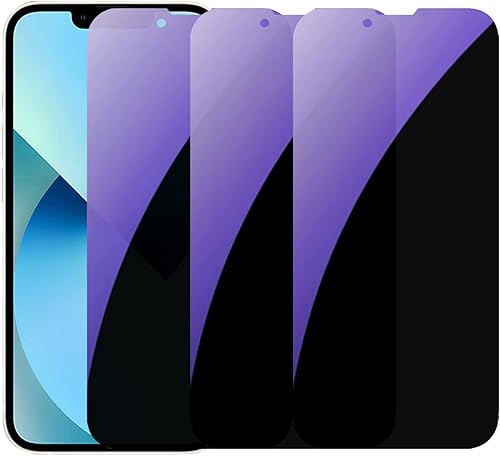 Miniatura 9 de Paquete de 3 vidrios templados de privacidad anti-azul para iPhone 16e / iPhone 14 / iPhone 13/13 Pro Protector de pantalla anti-espía película