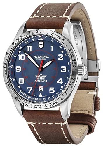 Victorinox Airboss Mechanical Men's Automatic Watch Ø 42 mm, Swiss Made, Waterproof up to 100 m, Sapphire Glass, Brown/Black, Classic