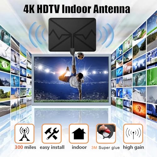 TV Antenna, Amplified HD Digital TV Antenna Long 250+ Miles Range,Signal Booster 16.5FT Coax HDTV Cable,Digital Antenna for TV Support 4K 1080p Antenna TV HD Indoor - Thumbnail 7