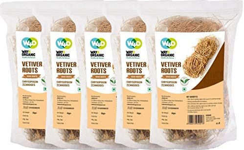 Vetiver Root/Dried Khus-Khus/Vetiveria Zizanioides (50 grams), Young Roots Not Aged Matured Roots, Natural Herbal Coolant - Way4Organic (5 Pack)