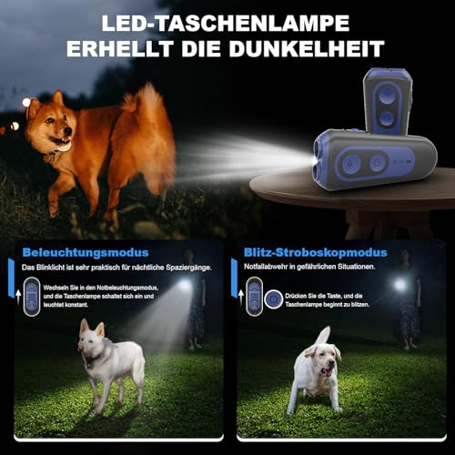 Holercoco Anti-Bell Gerät für Hunde, Ultraschall 3 Modi Hundetrainingsgerät bis 15 m Reichweite, Tragbarer Bellerstopper ohne Schock