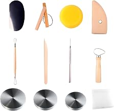 11 Pcs Pottery Tools, Double Bearing Swivel Aluminum, Swivel Base Fitting, Adult Pottery Kit, Durable, for Scraping, Smoothing, Ceramics, Sculpture (Original Holzfarbe + Silber)