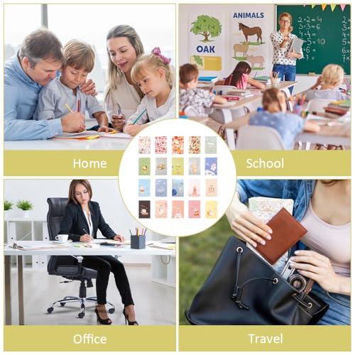 TESSTSY 20 Stück Mini Notizbuch 10.5x7 cm, Kleines Notizbuch, Kleiner Notizblock Mini, Notizblock Klein, mit Horizontalen Linien, Süßes Cartoon-Design, für Zuhause Schule Büro Reisen
