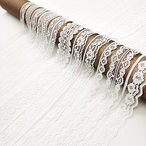 Tinwin White Sewing Lace 10 Different Width Styles Of Eyelet Lace Ribbon Roll Non-Stretchy Ribbon For Crafts And Diy Dreamcatchers Decoration Bridal Wedding 50 Yards #TOP1