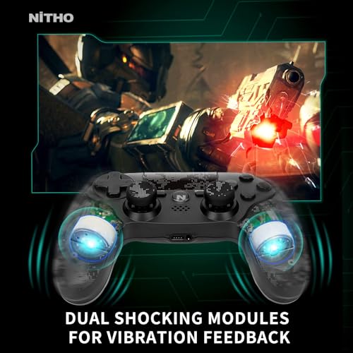 Nitho ADONIS Wireless Controller Compatible with PS4, PC, iOS & Android, PS5 (with PS4 Games Only), Gamepad Joystick with Dual Vibration/6-Axis Motion Sensor/Touchpad/Speaker/3.5mm Audio Jack - Camo - Thumbnail 4