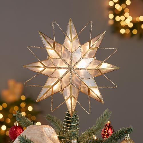 Kurt S. Adler 9.65-Inch UL 10-Light 8-Point Capiz Star Lighted Tree Topper by Kurt S. Adler - Image 2