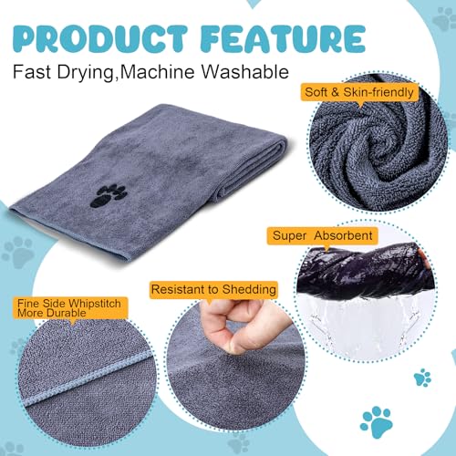 Microfiber Dog Towels for Drying Dogs,40'' X 23.6'', Super Absorbent and Soft Pet Grooming Towel, Perfect Shower & Bath Supplies for Dogs(2-Pack Grey) - Image 4