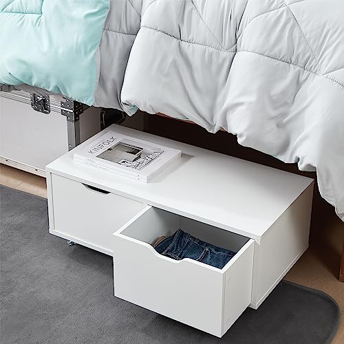 DormCo Yak About It® Underbed Rolling Drawers – White