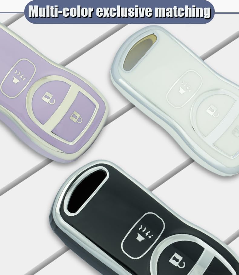 Miniatura 8 de ontto Funda para llave de automóvil de 3 botones con clase, protección completa, guante de TPU compatible con Nissan Altima Maxima 350Z Armada Quest
