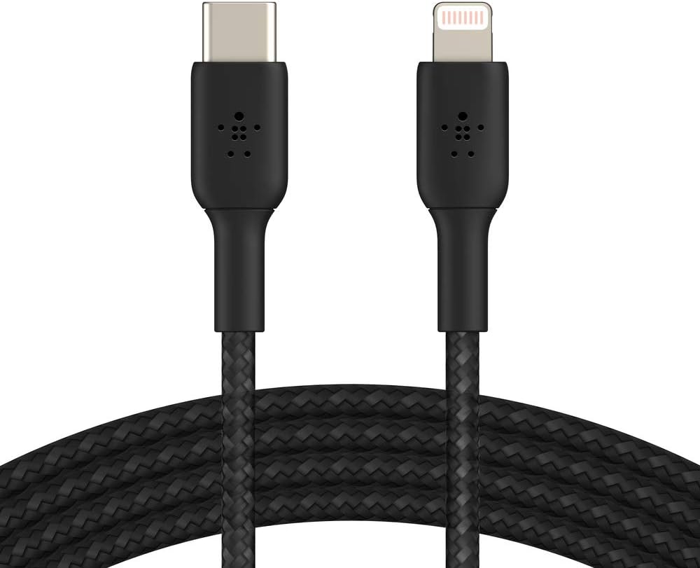Belkin BoostCharge Nylon Braided USB C to Lightning Cable 3.3ft/1M - MFi Certified 18W Power Delivery iPhone Charger Cord - Apple Charger USB C Cable - Fast Charging for iPhone 14, iPhone 13 - Black