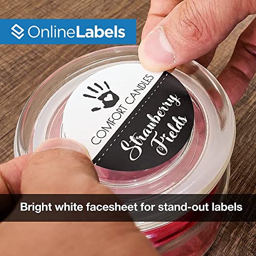 2 Inch Round Labels - Permanent, White Matte - Candle, Lid, Product, Favor Labels - Pack Of 2,000 Circle Stickers, 100 Sheets - Inkjet/Laser Printers - Online Labels #TOP2