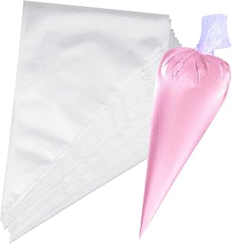 100 Pcs Disposable Piping Bags Medium - Clear Icing Piping Bags Cake Decorating Plastic Pastry Bags Strong Icing Bag for Cake Cupcake Dessert Cookies Decoration