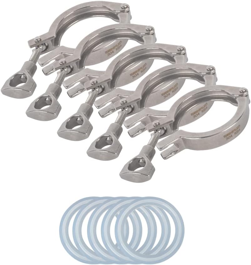 2" Sanitary Tri Clamp 304 Stainless Steel Clover Heavy Duty Pack of 5