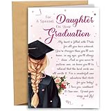 RYYike Heartfelt Graduation Card for Daughters, Poem Daughter Graduation Cards, Congratulations Card from Mom Dad, For A Special Daughter