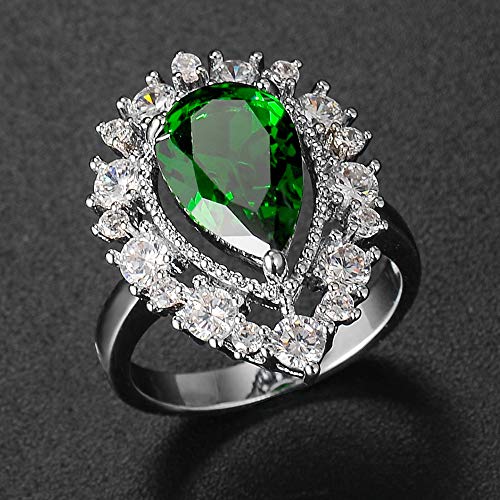 Xialv Womens Pear Cut Halo Created Emerald Cubic Zirconia Cz Wedding Anniversary Engagement Statement Fashion Bridal Ring (Us Size 6) #TOP4
