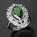 XIALV Womens Pear Cut Halo Created Emerald Cubic Zirconia CZ Wedding Anniversary Engagement Statement Fashion Bridal Ring (US Size 7)