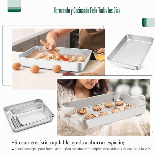 Bandejas de horno Joyfair de acero inoxidable resistente y duradero para repostería 8