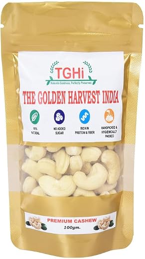 TGHi Cashew 100gm Premium Quality Raw Cashews Pack Of 1 Rich In Nutrients And Healthy Fats | Size 100 gm (Pack of 1)