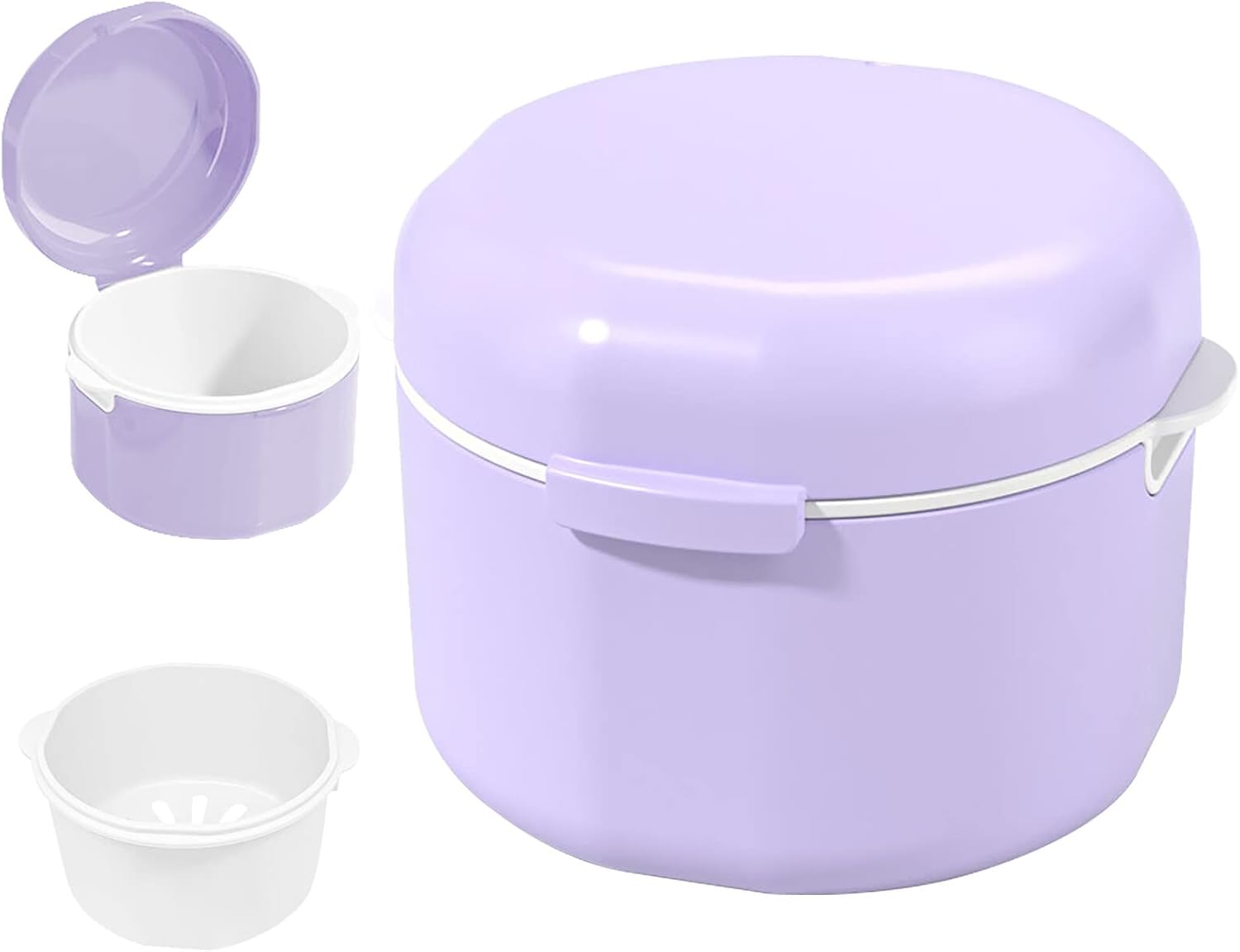 Dental Device Holder with Basket, Dental Holder, Orthodontic Dental Appliance Case, Dental Bite Holder, Teeth Device Box, Dental Prosthesis Holder, Mouthguard Holder Purple