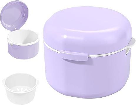 Dental Device Holder with Basket, Dental Holder, Orthodontic Dental Appliance Case, Dental Bite Holder, Teeth Device Box, Dental Prosthesis Holder, Mouthguard Holder Purple